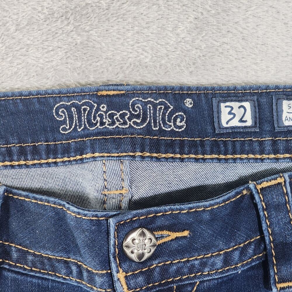 Miss Me Jeans Ankle Skinny Southwest Embroidered Stretch Medium Wash Womens 32 - Picture 7 of 14
